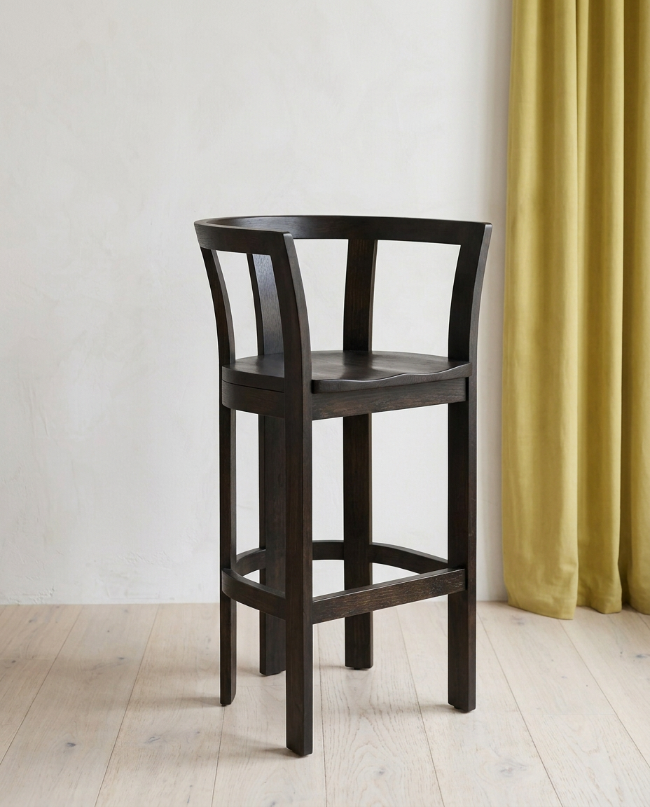 Bar-Height Wood Stool on the J&S showroom floor in Atlanta